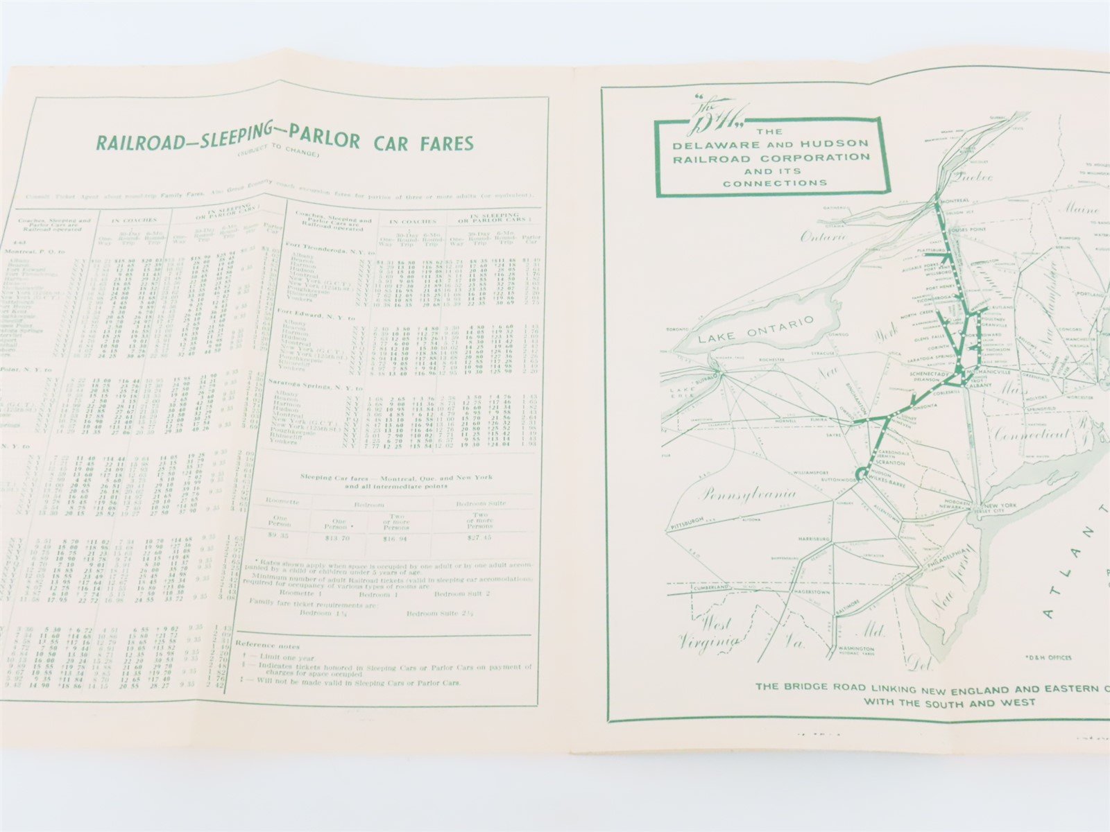 D&H Delaware & Hudson Railroad Passenger Train Schedules - April 28, 1963 (2 Pk)