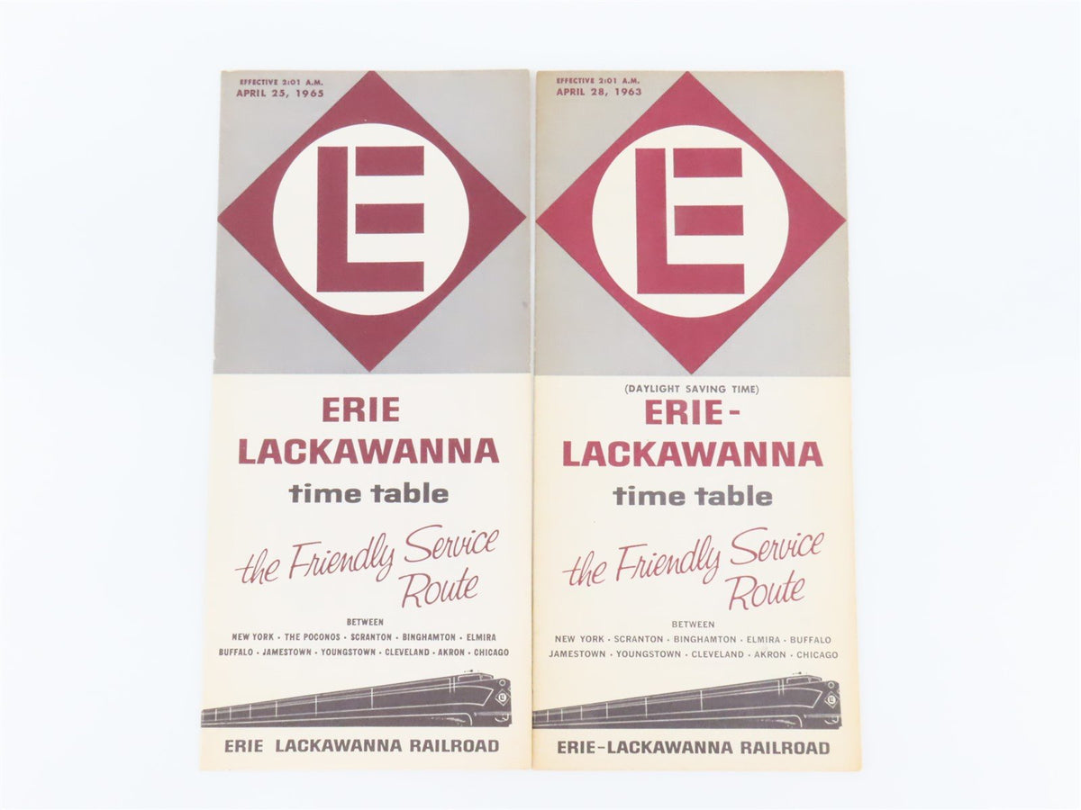 EL Erie Lackawanna Rail Time Tables - April 28, 1963 &amp; April 25, 1965 (2-Pack)