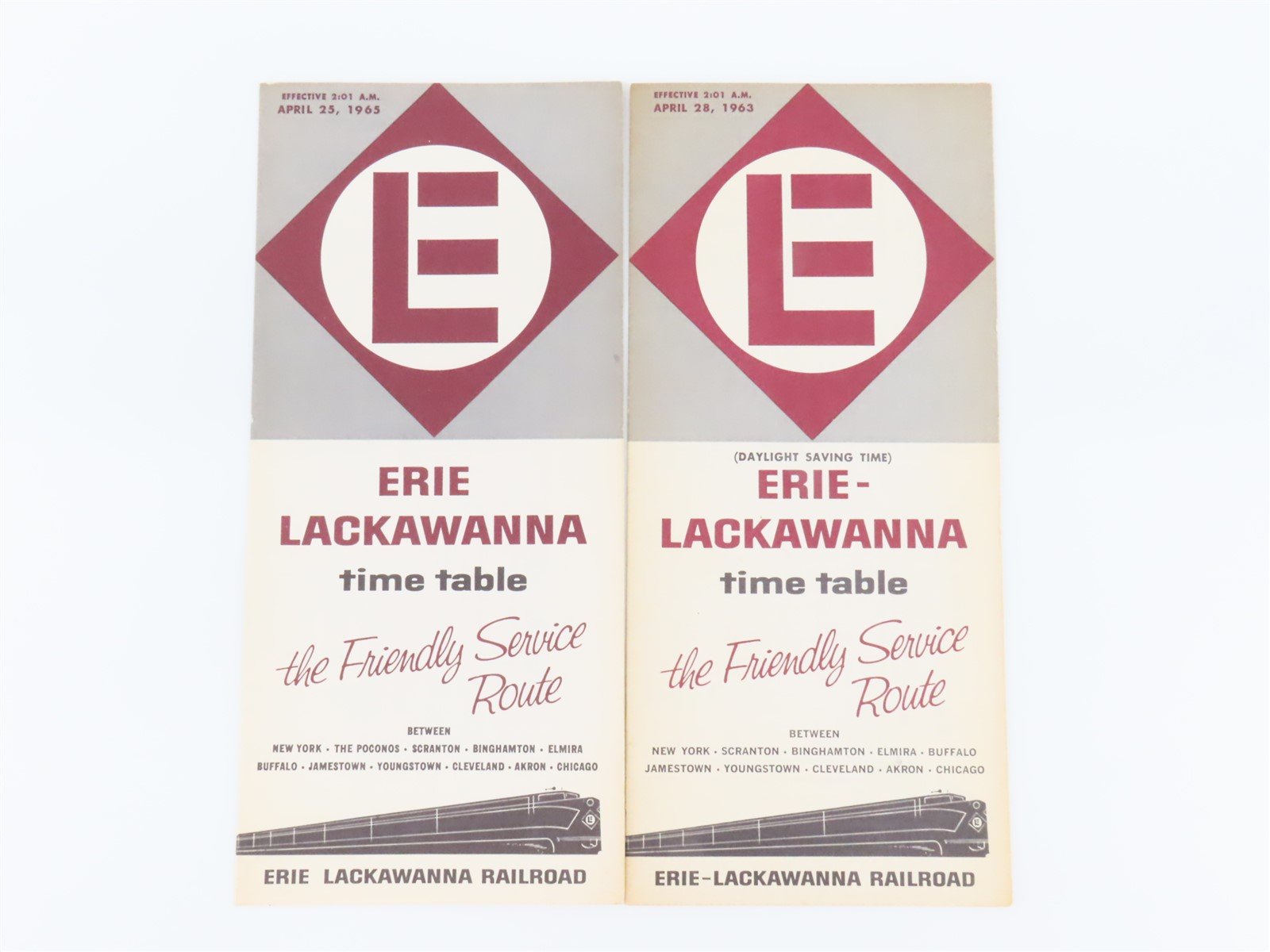 EL Erie Lackawanna Rail Time Tables - April 28, 1963 & April 25, 1965 (2-Pack)