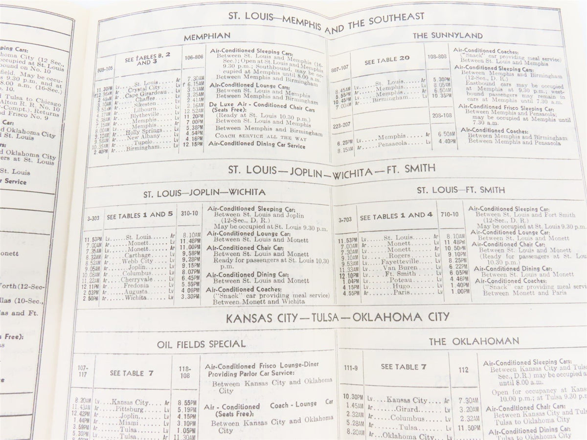 SL-SF St. Louis-San Francisco &quot;Frisco&quot; Railroad Time Tables - July, 1938