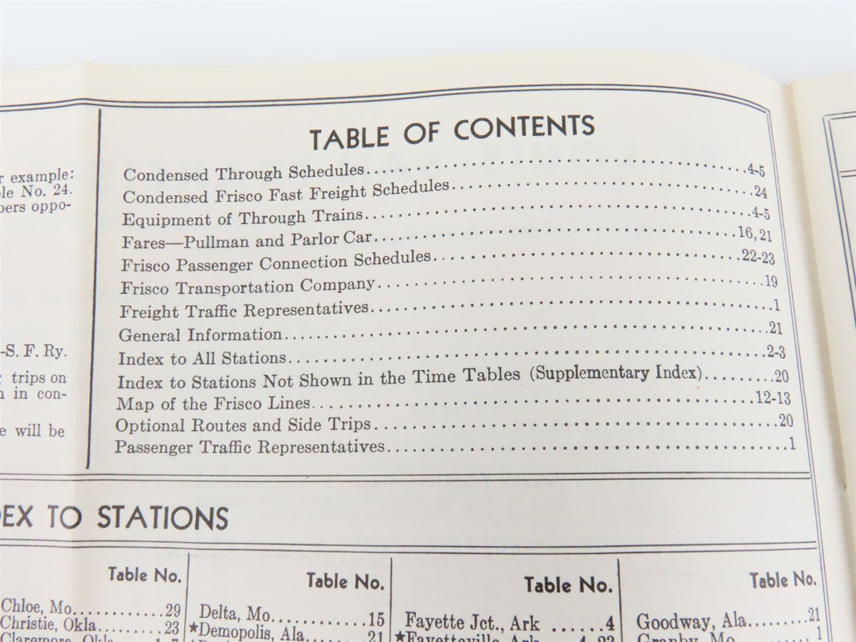SL-SF St. Louis-San Francisco &quot;Frisco&quot; Railroad Time Tables - May, 1941