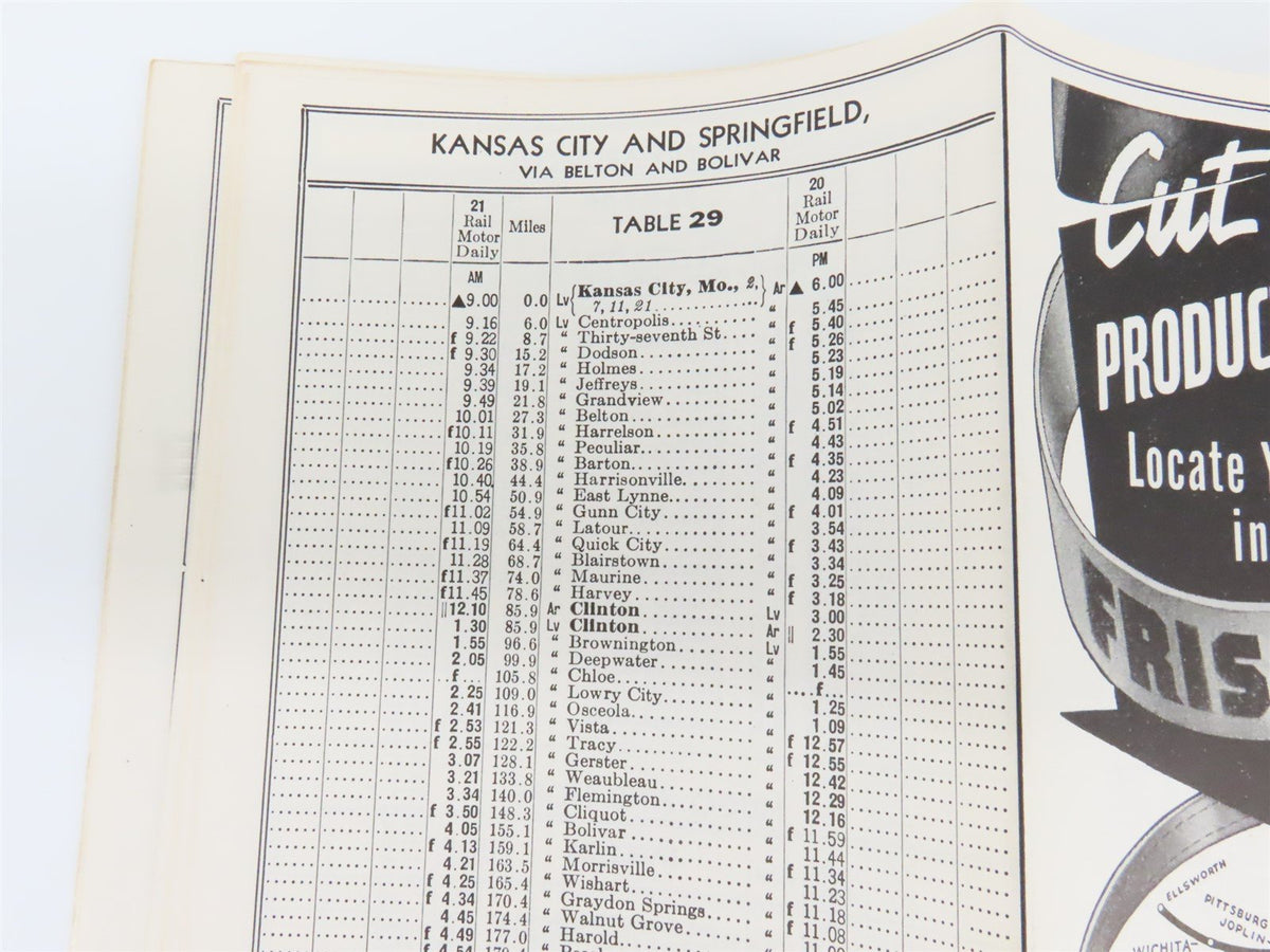 SL-SF St. Louis-San Francisco &quot;Frisco&quot; Railroad Time Tables - May, 1941