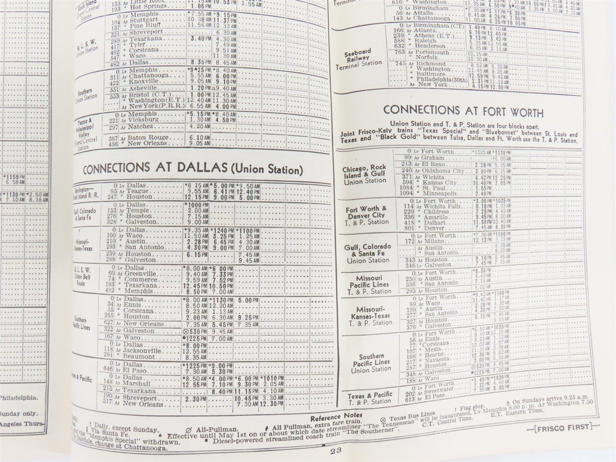SL-SF St. Louis-San Francisco &quot;Frisco&quot; Railroad Time Tables - May, 1941
