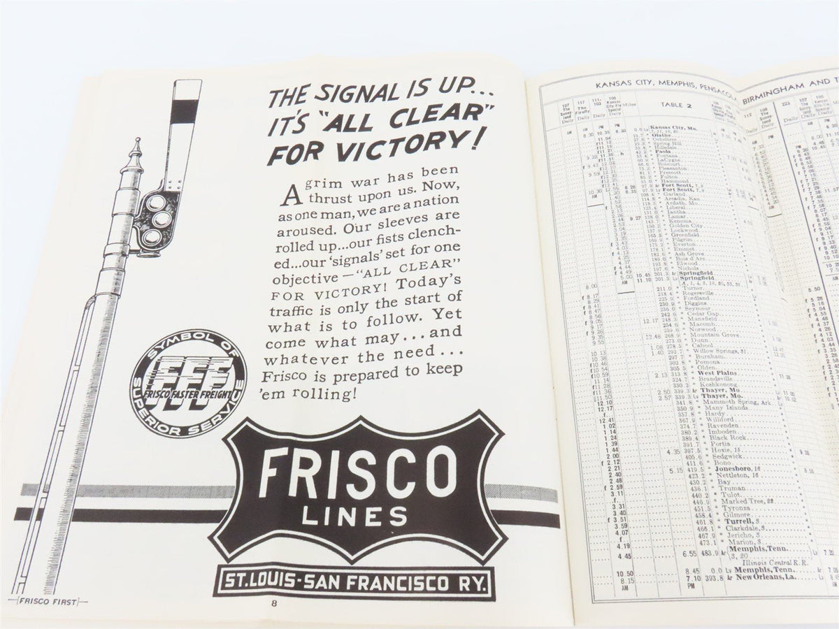 SL-SF St. Louis-San Francisco &quot;Frisco&quot; Railroad Time Tables - March, 1942