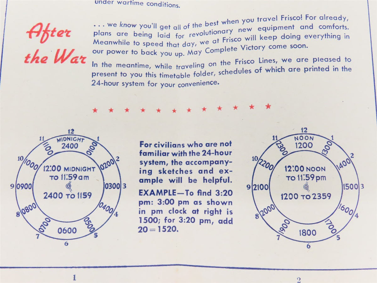 SL-SF &quot;Frisco&quot; Lines Time Table For Military Personnel - June, 1945