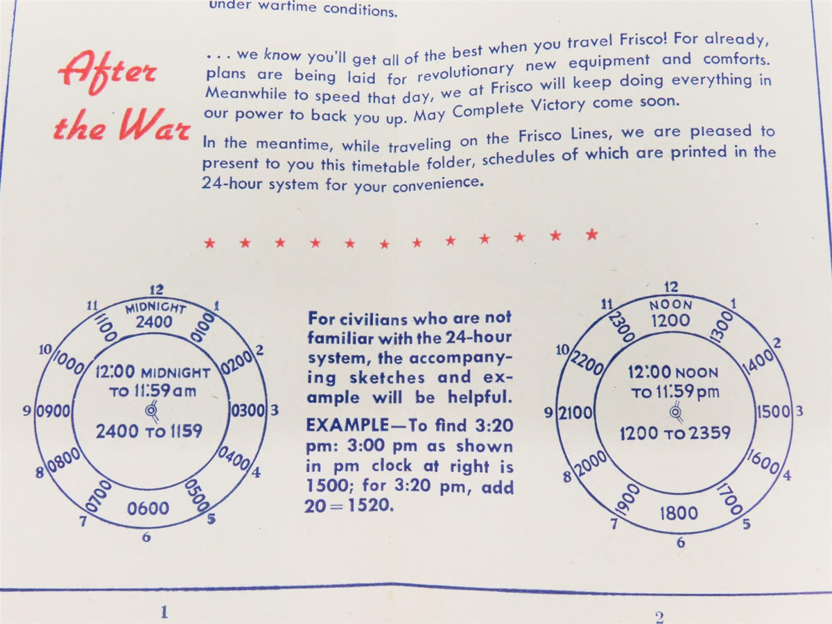 SL-SF &quot;Frisco&quot; Lines Time Table For Military Personnel - June, 1945