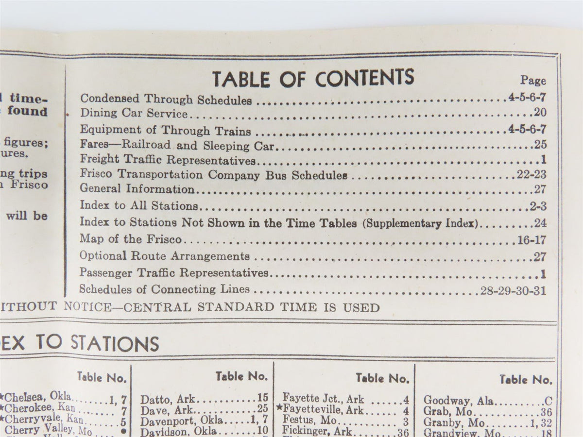 SL-SF St. Louis-San Francisco &quot;Frisco&quot; Railroad Time Tables - November, 1947