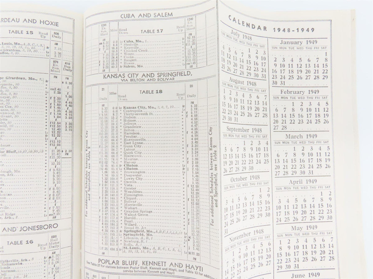 SL-SF St. Louis-San Francisco &quot;Frisco&quot; Railroad Time Tables - October, 1948