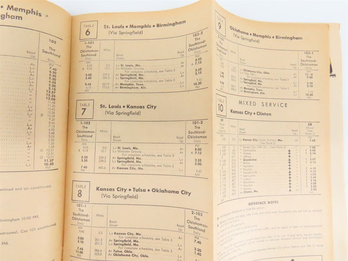 SL-SF St. Louis-San Francisco &quot;Frisco&quot; Railroad Time Tables - October, 1965