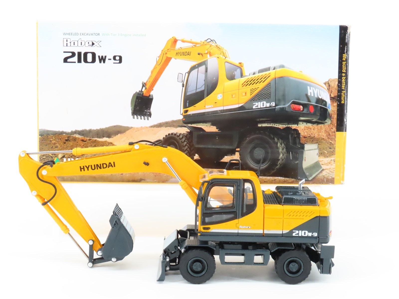 1:40 Scale Die-Cast Hyundai Robex 210W-9 Wheeled Excavator