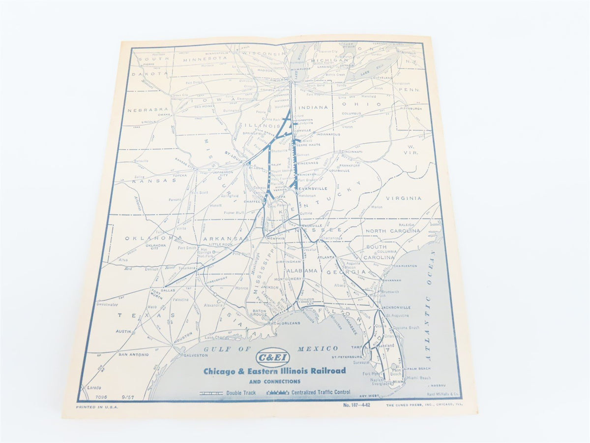 C&amp;EI Chicago &amp; Eastern Illinois Railroad Passenger Time Tables - April 29, 1962