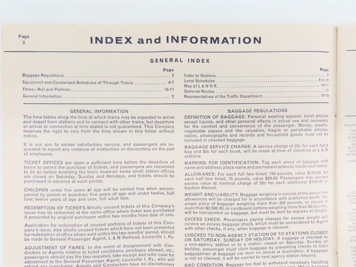 L&amp;N Louisville &amp; Nashville Passenger Train Time Tables - April 28, 1963