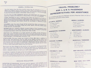 L&N Louisville & Nashville Passenger Train Time Tables - October 30, 1966