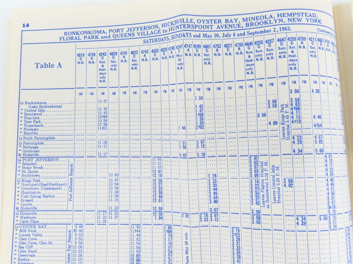 Long Island Railroad &quot;Route of the Dashing Commuter&quot; Time Tables May 19, 1963