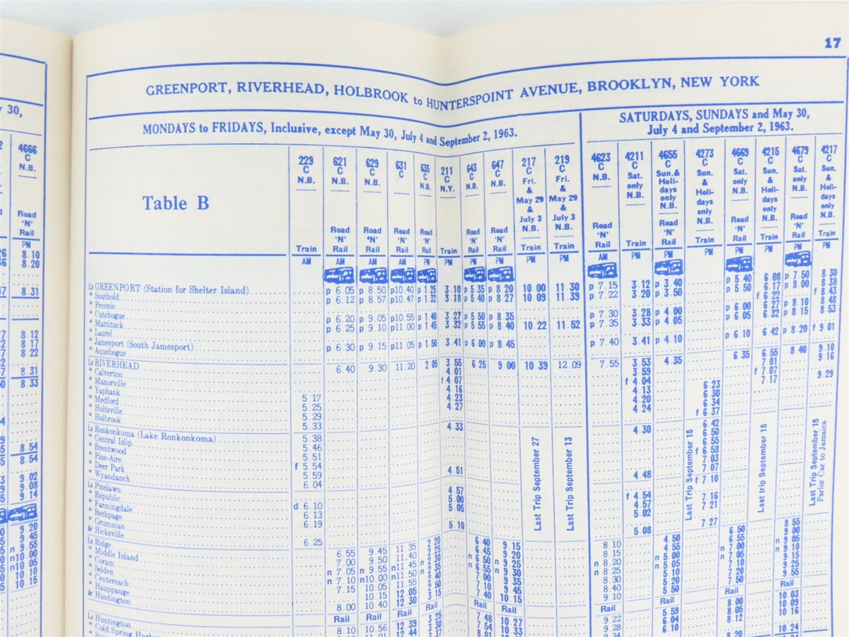 Long Island Railroad &quot;Route of the Dashing Commuter&quot; Time Tables May 19, 1963