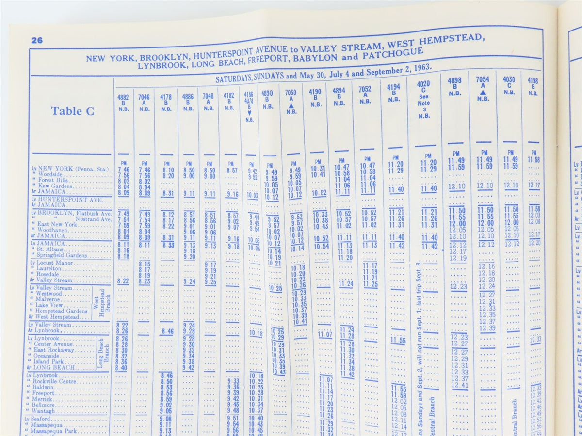 Long Island Railroad &quot;Route of the Dashing Commuter&quot; Time Tables May 19, 1963