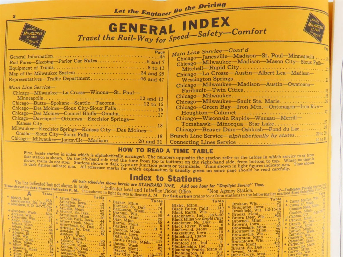 CMStP&amp;P MILW The Milwaukee Road &quot;Hiawatha&quot; Time Tables August-September 1938