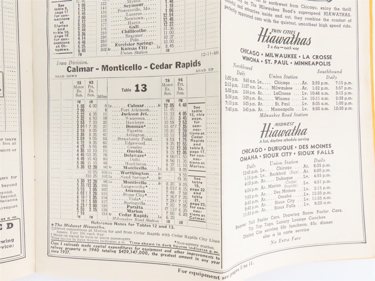 CMStP&amp;P MILW The Milwaukee Road &quot;Olympian&quot; Time Tables: May-June-July, 1941