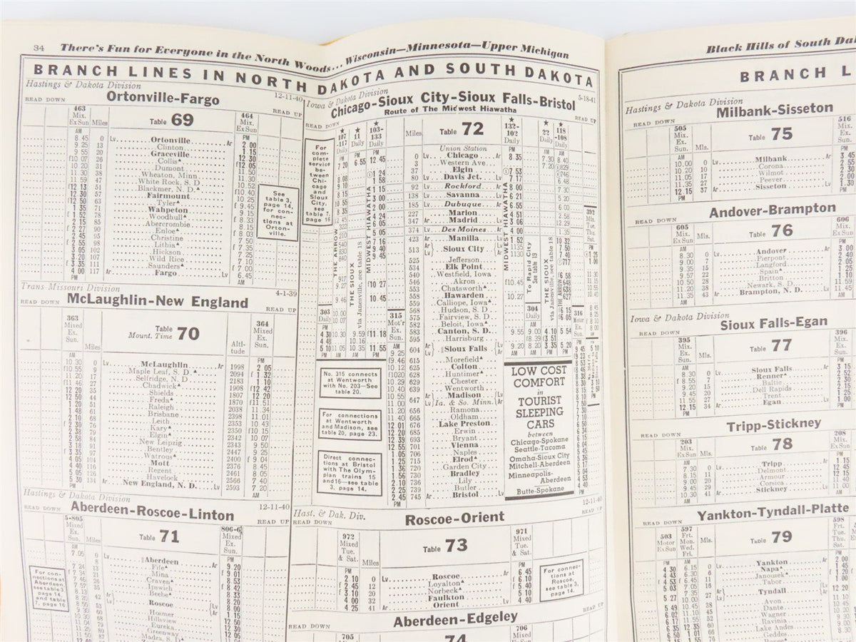 CMStP&amp;P Milwaukee Road &quot;Olympian&quot; Time Tables: August-September-October, 1941