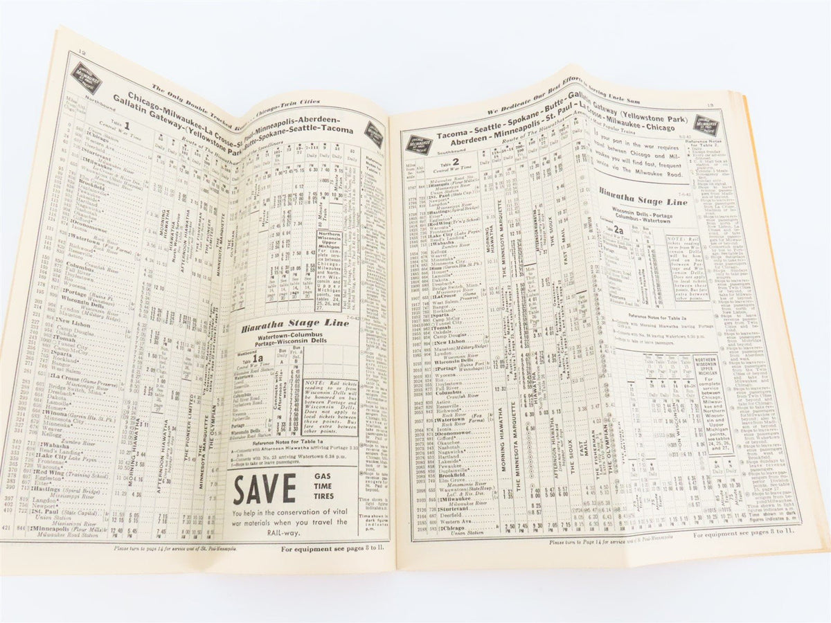 CMStP&amp;P MILW The Milwaukee Road &quot;Olympian&quot; Time Tables - August 2, 1942