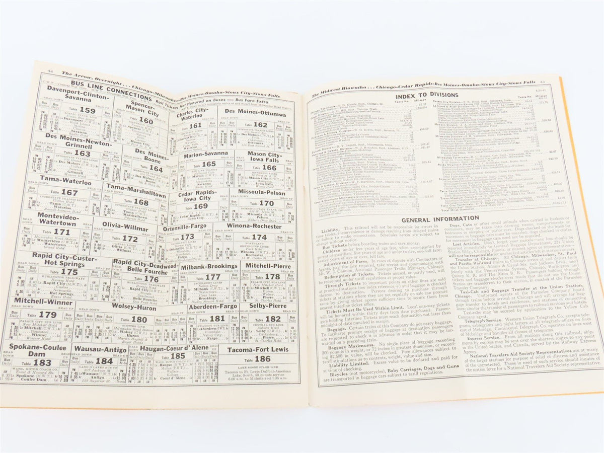 CMStP&amp;P MILW The Milwaukee Road &quot;Olympian&quot; Time Tables - August 2, 1942