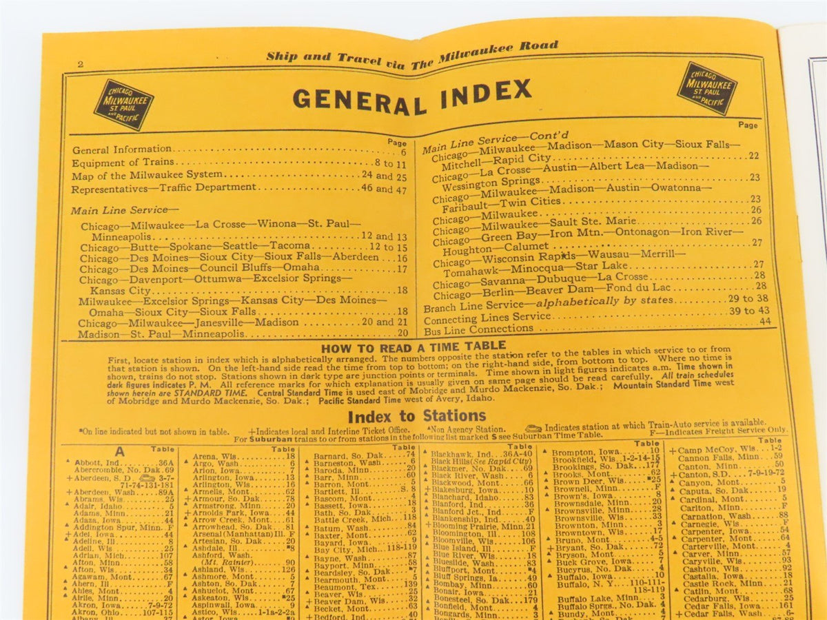 CMStP&amp;P MILW The Milwaukee Road &quot;Olympian&quot; Time Tables: January-April, 1942