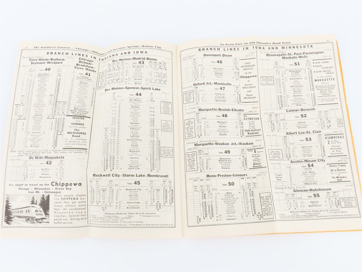 CMStP&amp;P MILW The Milwaukee Road &quot;Olympian&quot; Time Tables: January-April, 1942