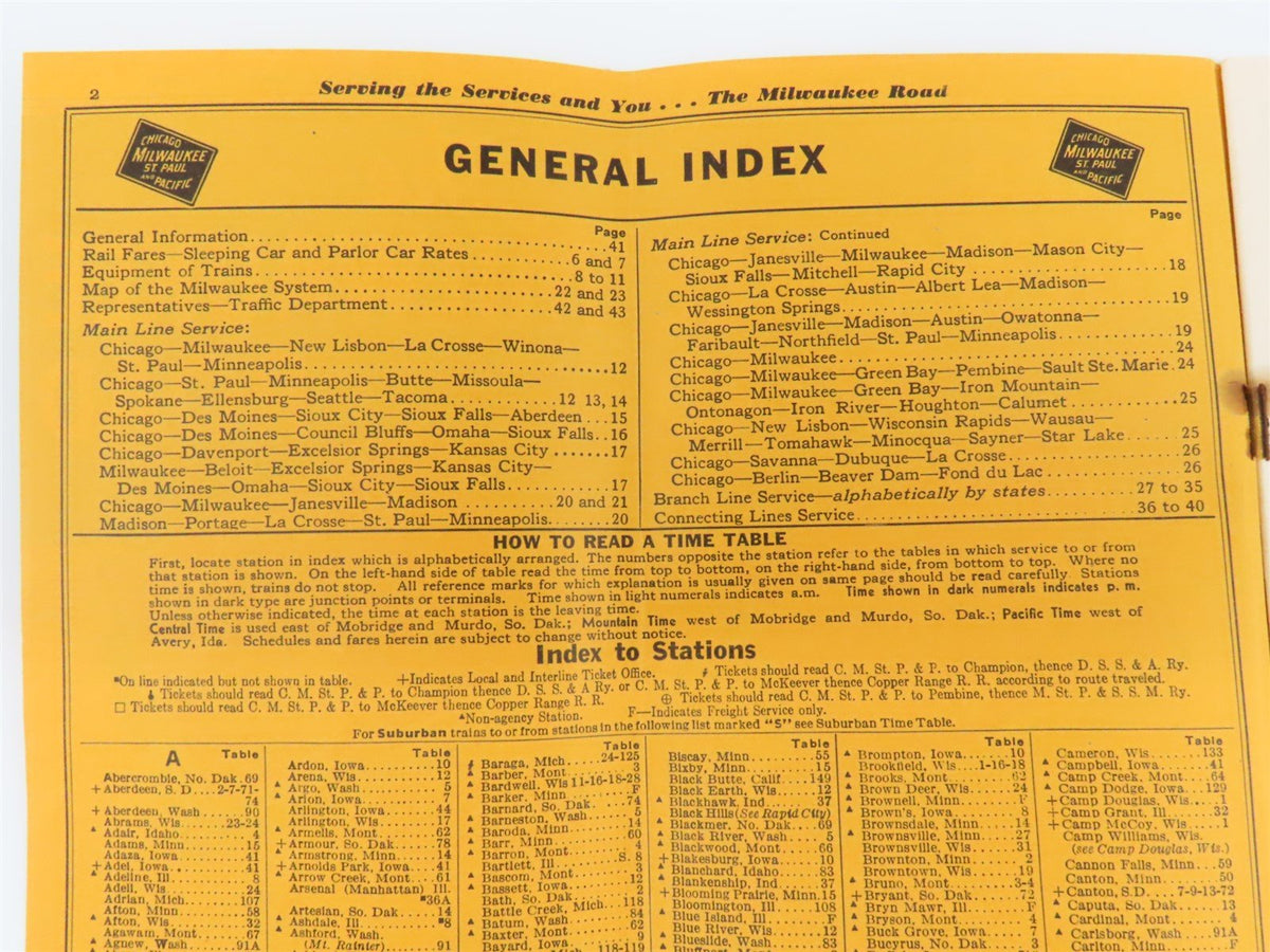 CMStP&amp;P MILW The Milwaukee Road &quot;Olympian&quot; Time Tables: June 17, 1945