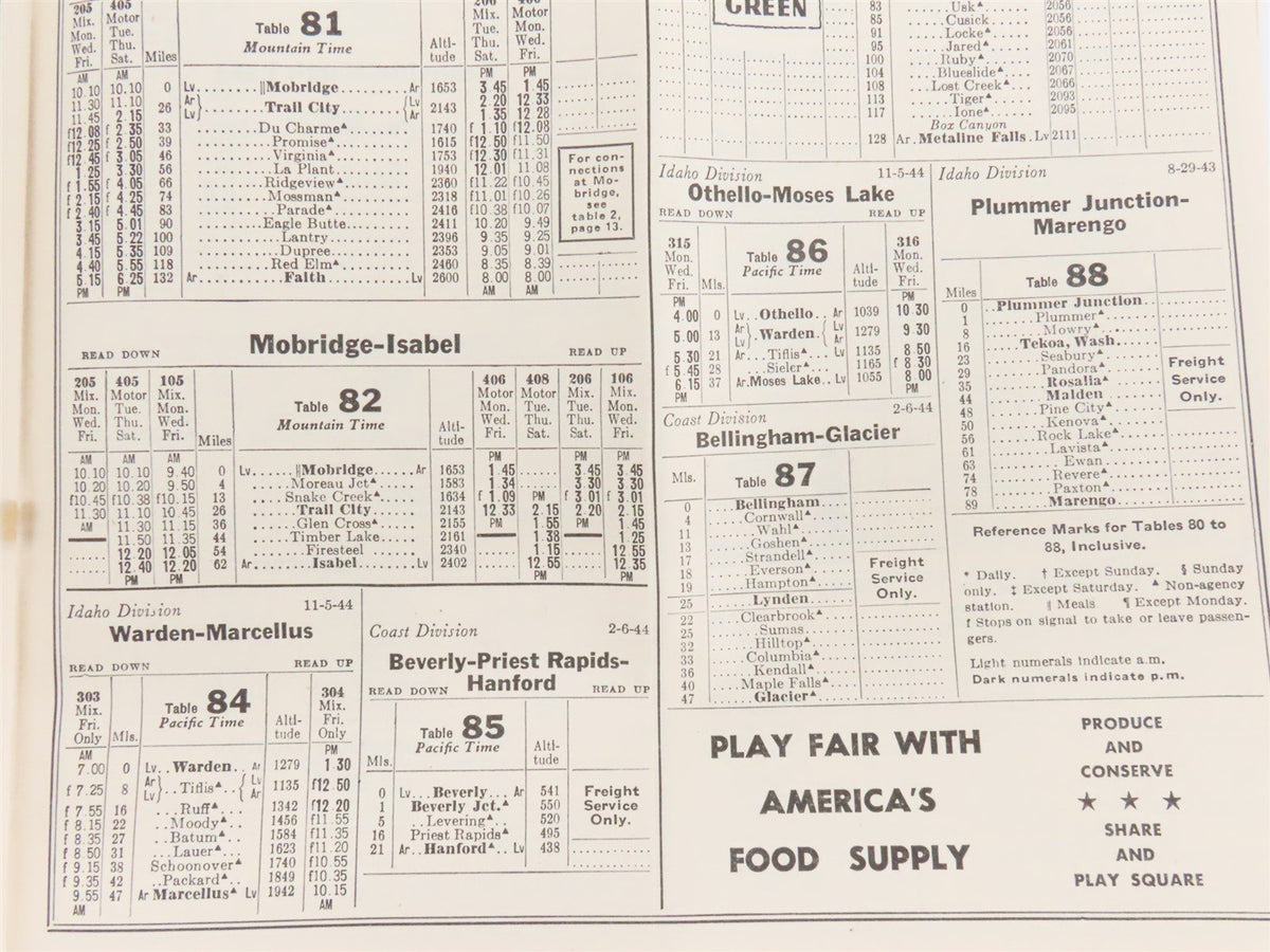 CMStP&amp;P MILW The Milwaukee Road &quot;Olympian&quot; Time Tables: June 17, 1945