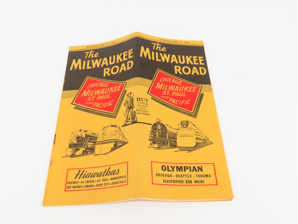 CMStP&amp;P MILW The Milwaukee Road &quot;Olympian&quot; Time Tables: June 17, 1945