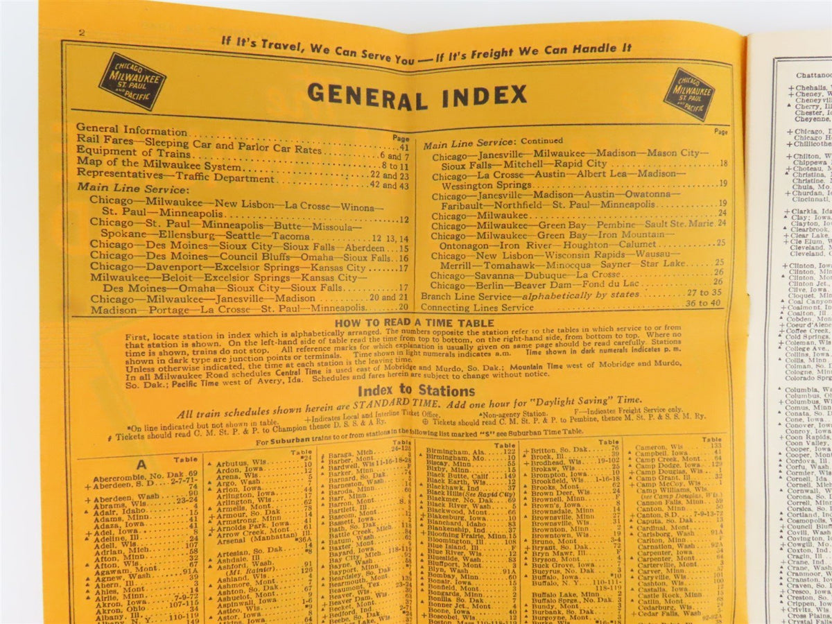 CMStP&amp;P MILW The Milwaukee Road &quot;Olympian&quot; Time Tables: November 24, 1946