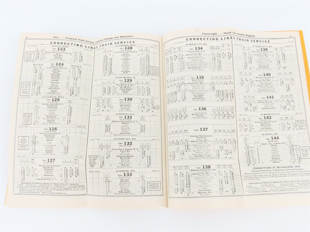 CMStP&amp;P MILW The Milwaukee Road &quot;Olympian Hiawathas&quot; Time Tables: June 29, 1947