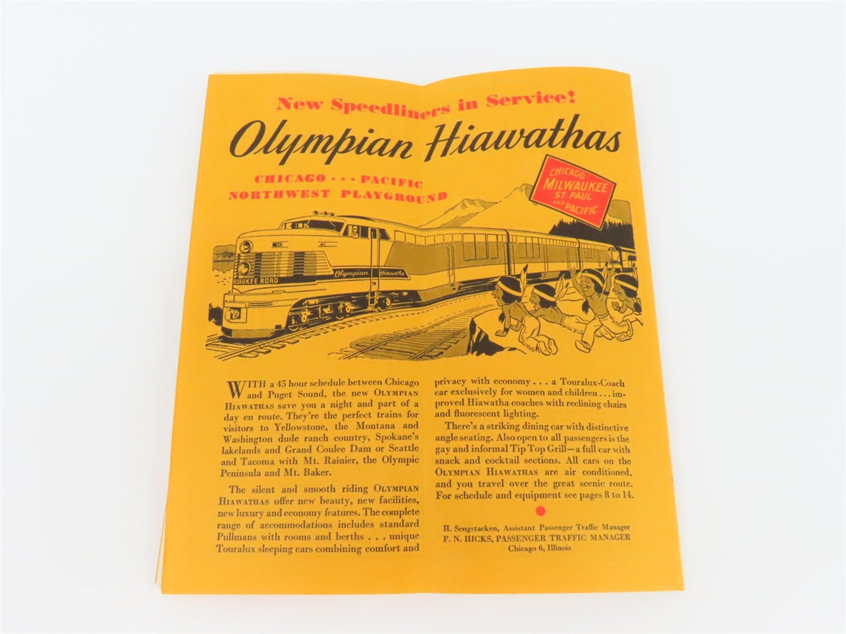 CMStP&amp;P MILW The Milwaukee Road &quot;Olympian Hiawathas&quot; Time Tables: June 29, 1947