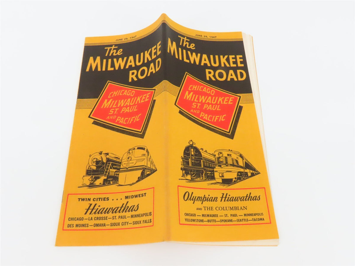 CMStP&amp;P MILW The Milwaukee Road &quot;Olympian Hiawathas&quot; Time Tables: June 29, 1947