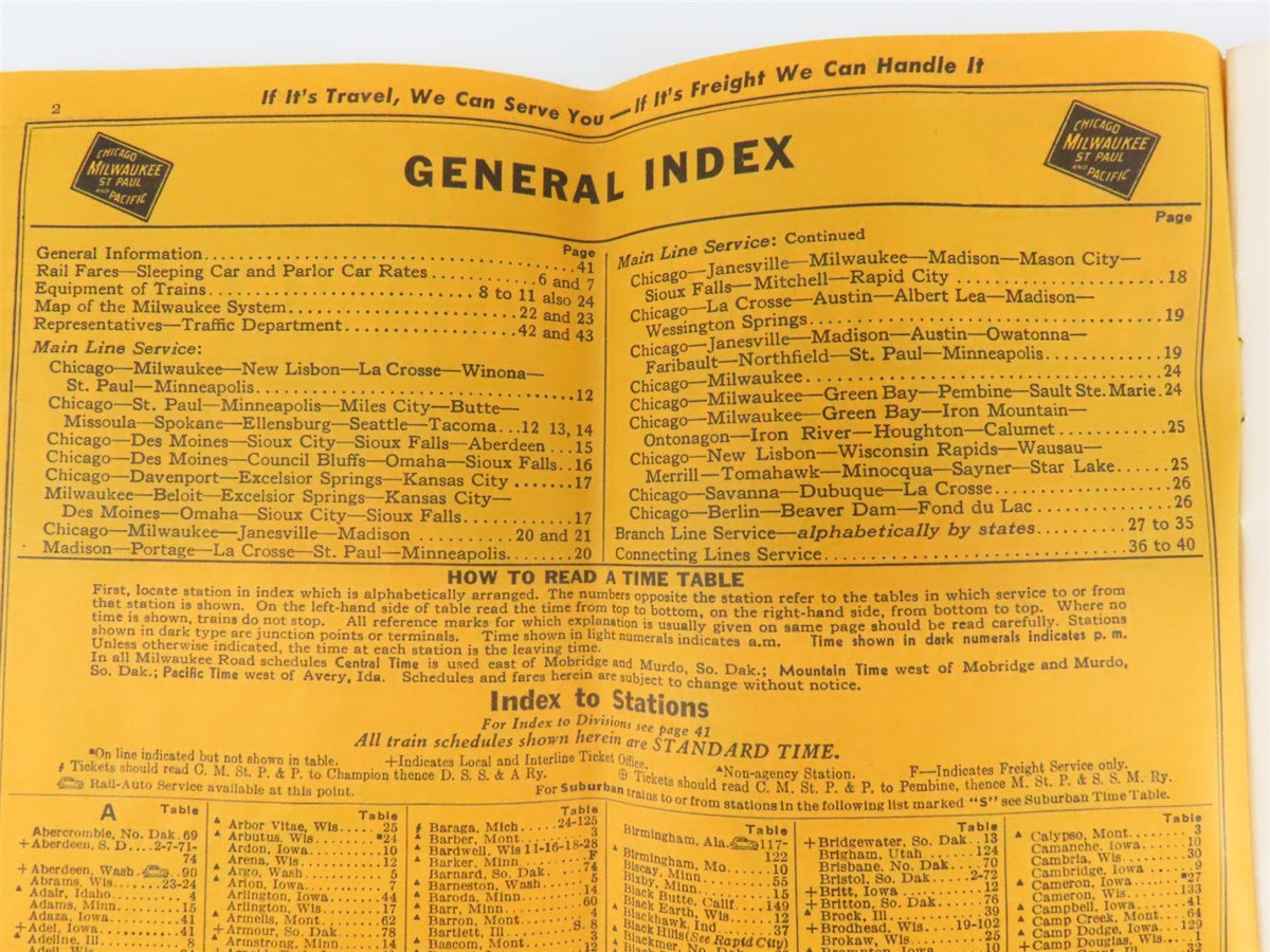 CMStP&amp;P MILW The Milwaukee Road &quot;Olympian Hiawathas&quot; Time Tables: June 6, 1948