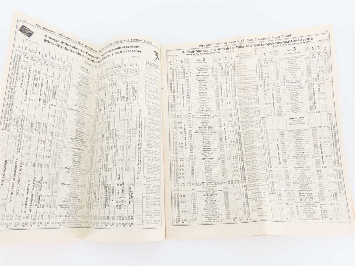 CMStP&amp;P MILW The Milwaukee Road &quot;Olympian Hiawathas&quot; Time Tables: June 6, 1948