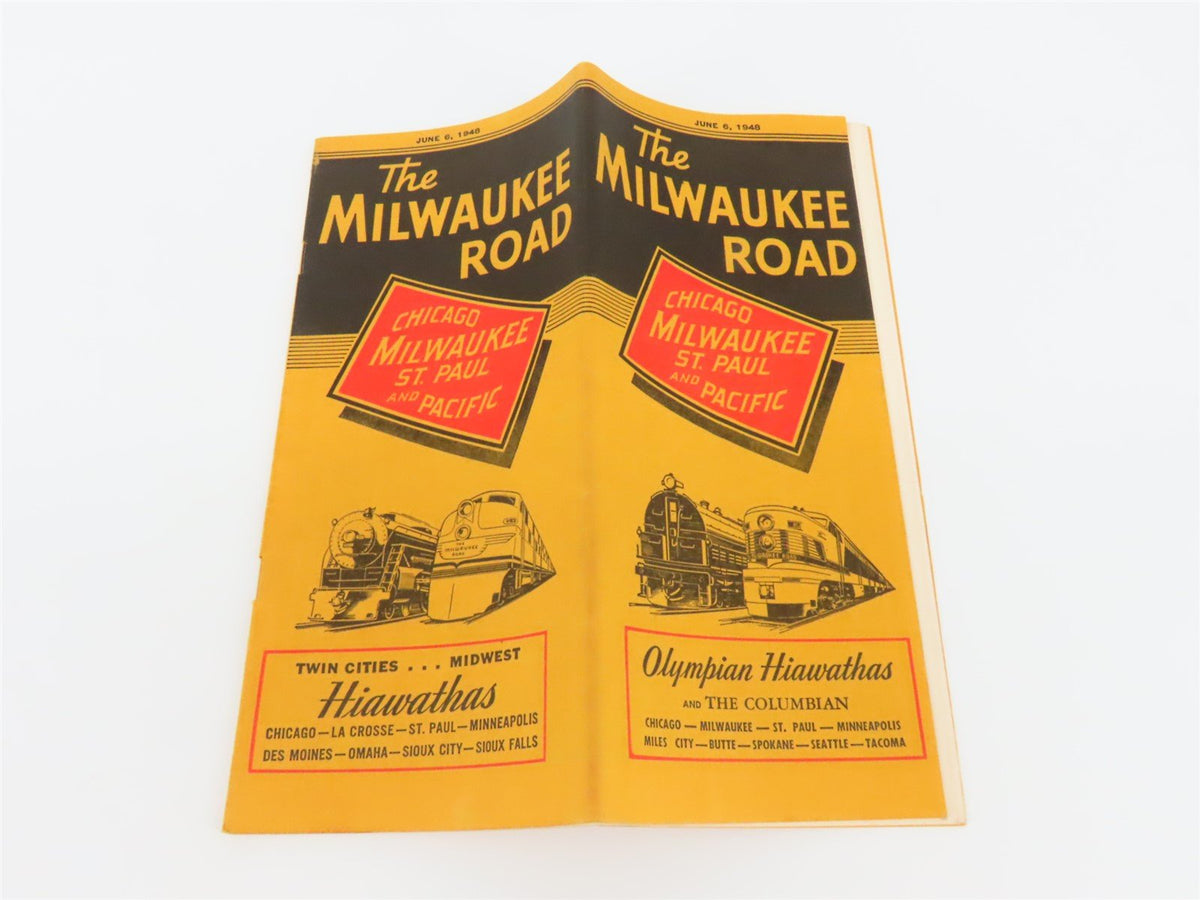 CMStP&amp;P MILW The Milwaukee Road &quot;Olympian Hiawathas&quot; Time Tables: June 6, 1948