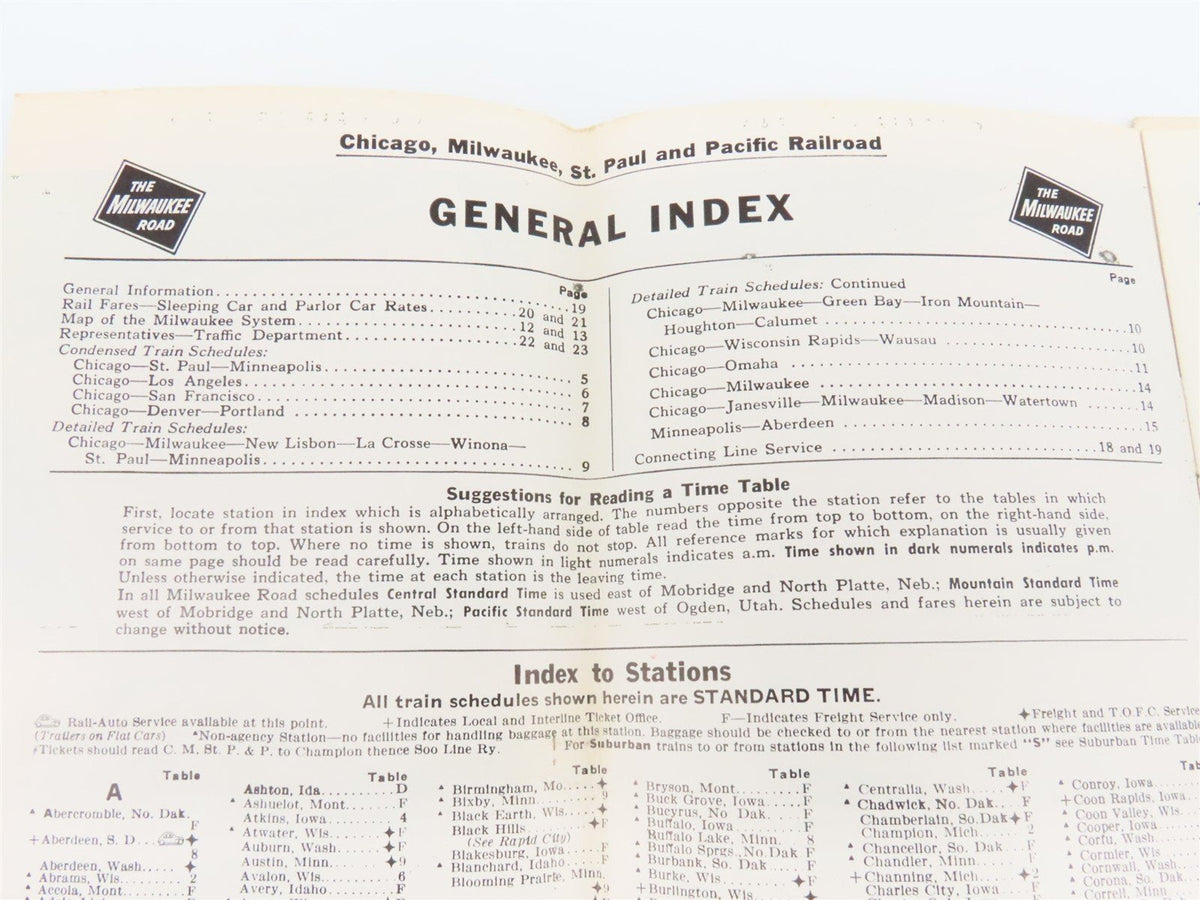 CMStP&amp;P The Milwaukee Road &quot;Super Dome Hiawatha&quot; Time Tables: October 30, 1966