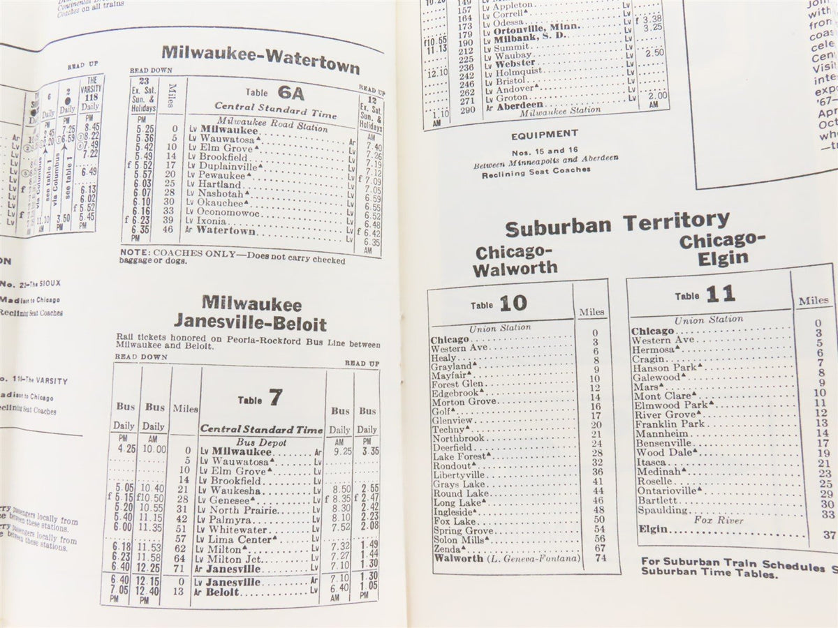 CMStP&amp;P The Milwaukee Road &quot;Super Dome Hiawatha&quot; Time Tables: October 30, 1966