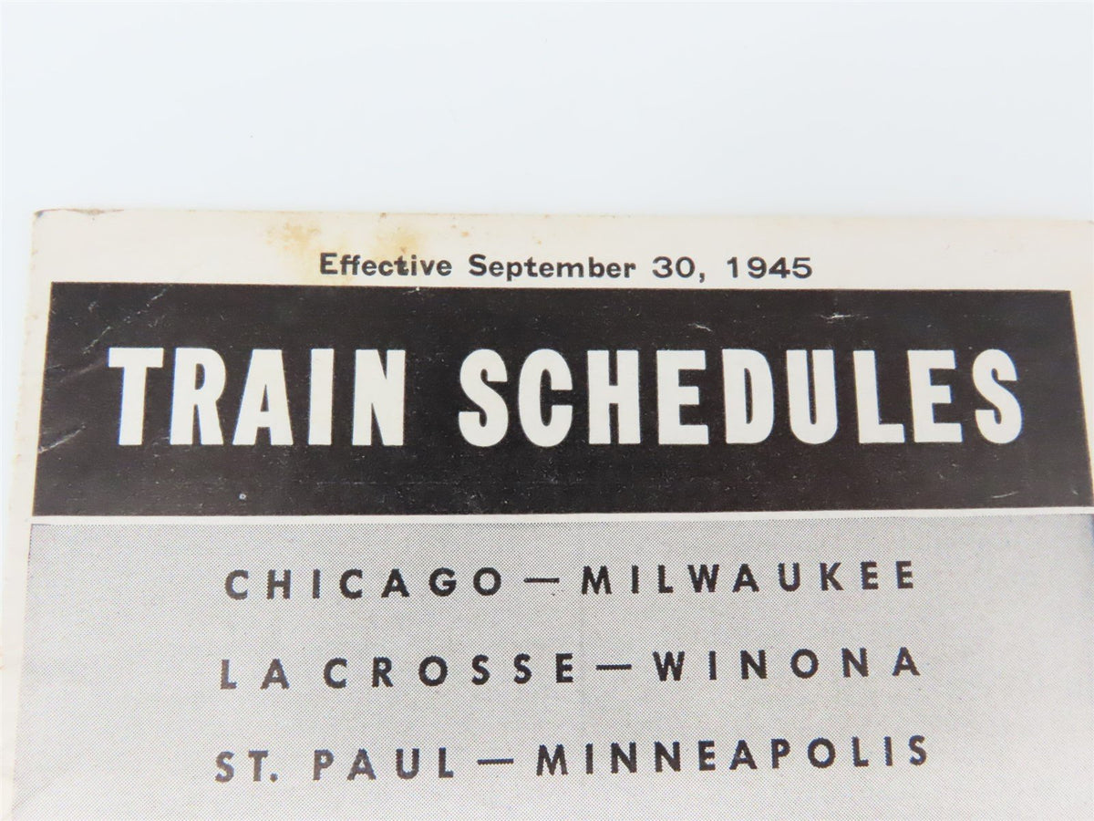 CMStP&amp;P MILW Milwaukee Road &quot;Hiawathas&quot; Train Schedules: September 30, 1945