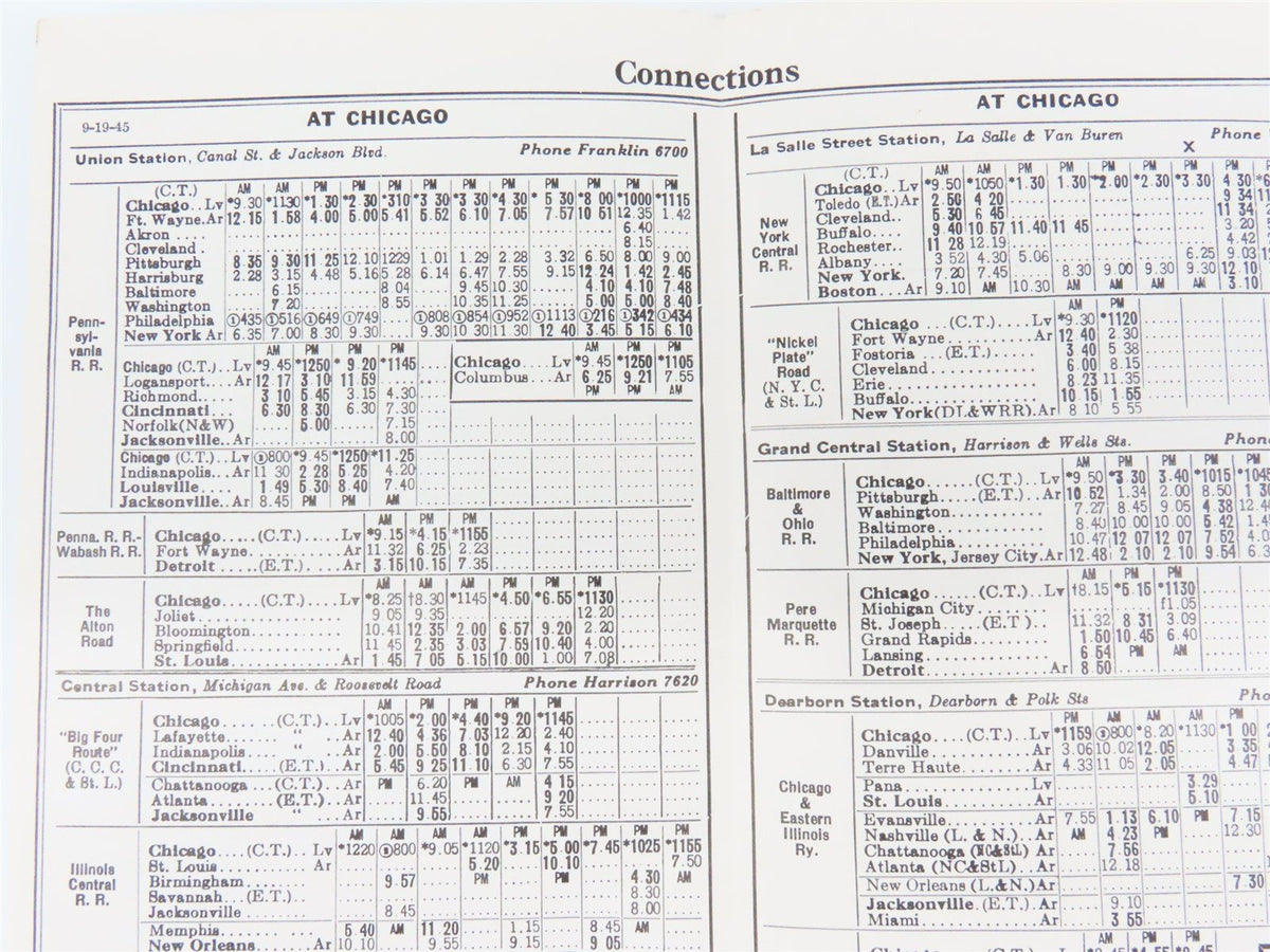 CMStP&amp;P MILW Milwaukee Road &quot;Hiawathas&quot; Train Schedules: September 30, 1945