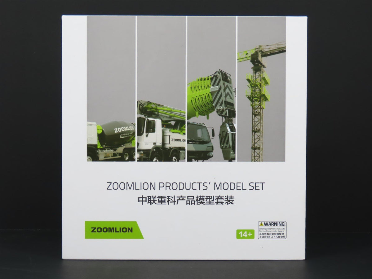 1:100 Scale Zoomlion Products Model Set w/3 Vehicles &amp; Tower Crane