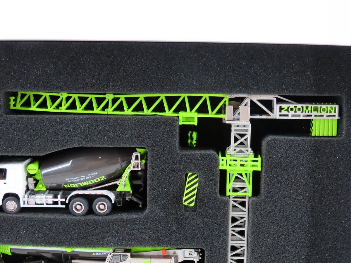 1:100 Scale Zoomlion Products Model Set w/3 Vehicles &amp; Tower Crane