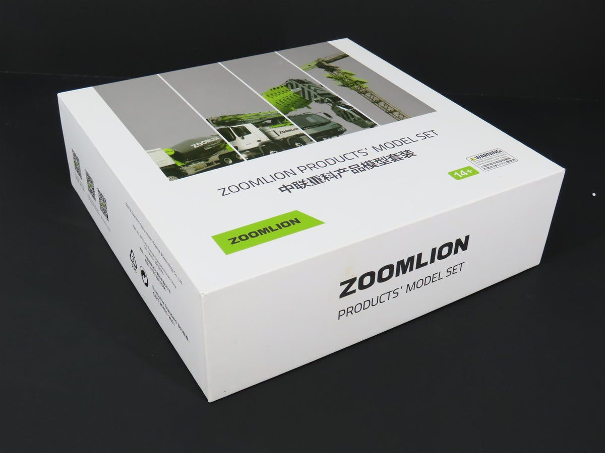 1:100 Scale Zoomlion Products Model Set w/3 Vehicles &amp; Tower Crane