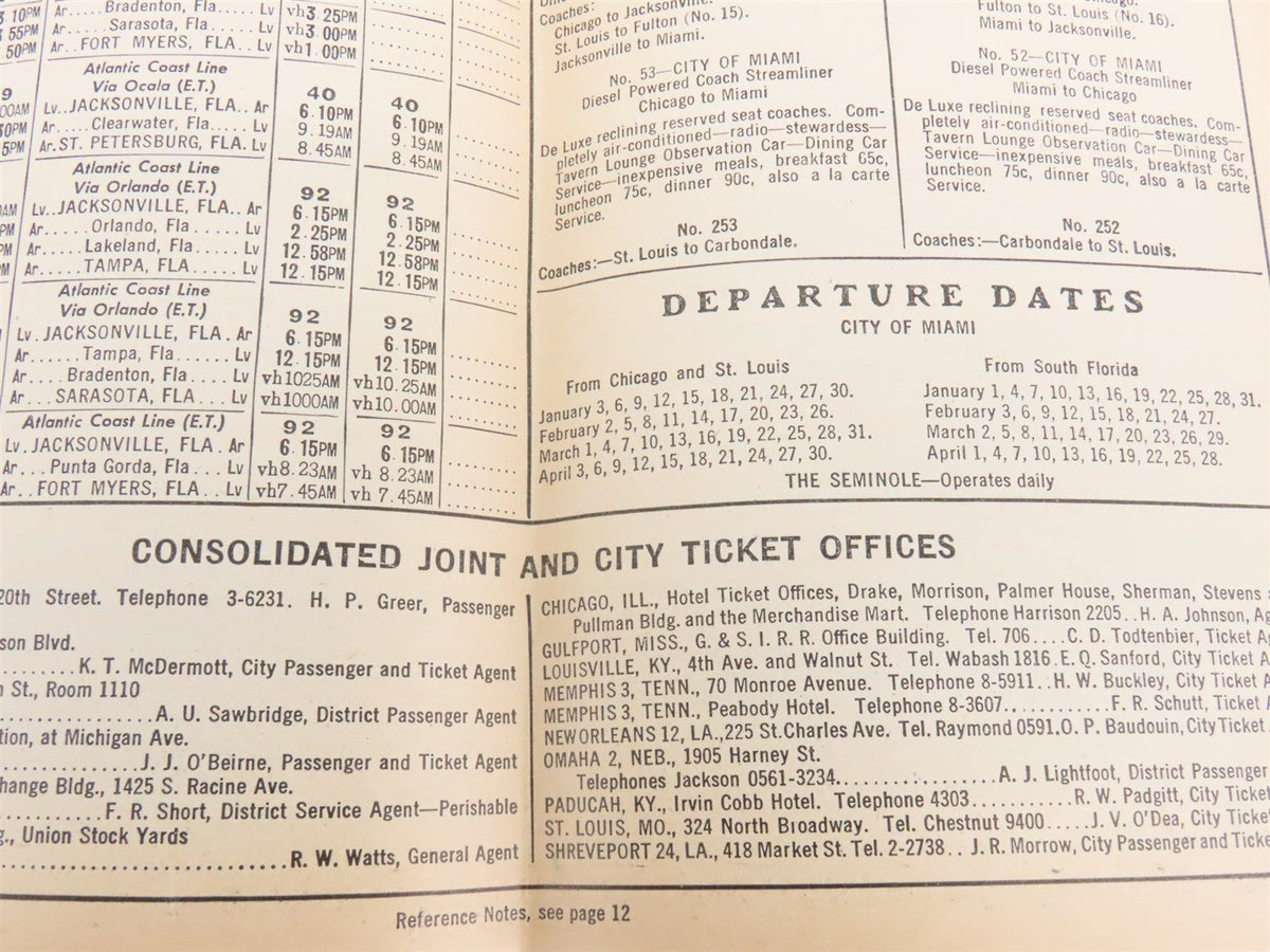 IC Illinois Central Time Tables: January, February, March, 1946