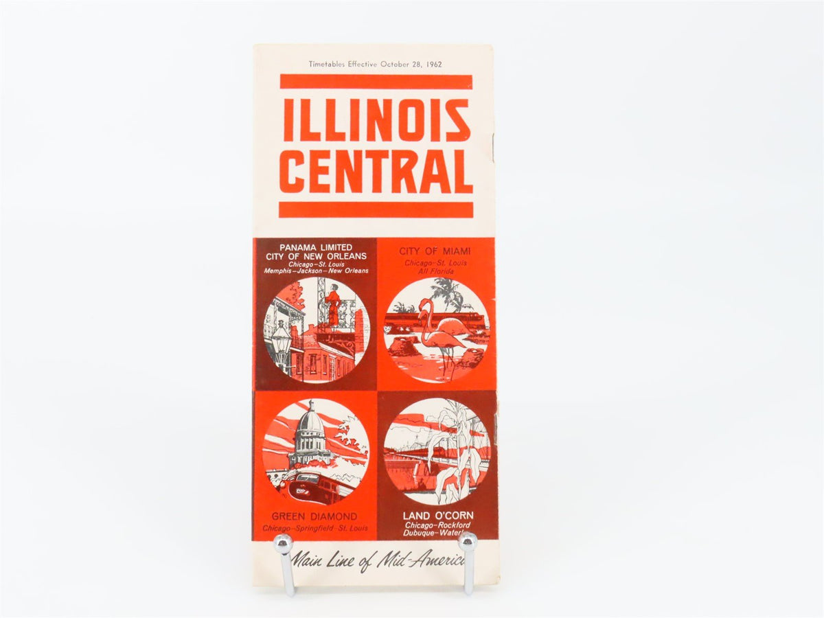 IC Illinois Central &quot;Main Line of Mid-America&quot; Time Tables: October 28, 1962