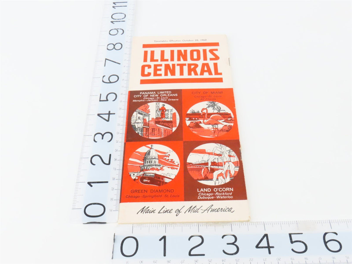 IC Illinois Central &quot;Main Line of Mid-America&quot; Time Tables: October 28, 1962