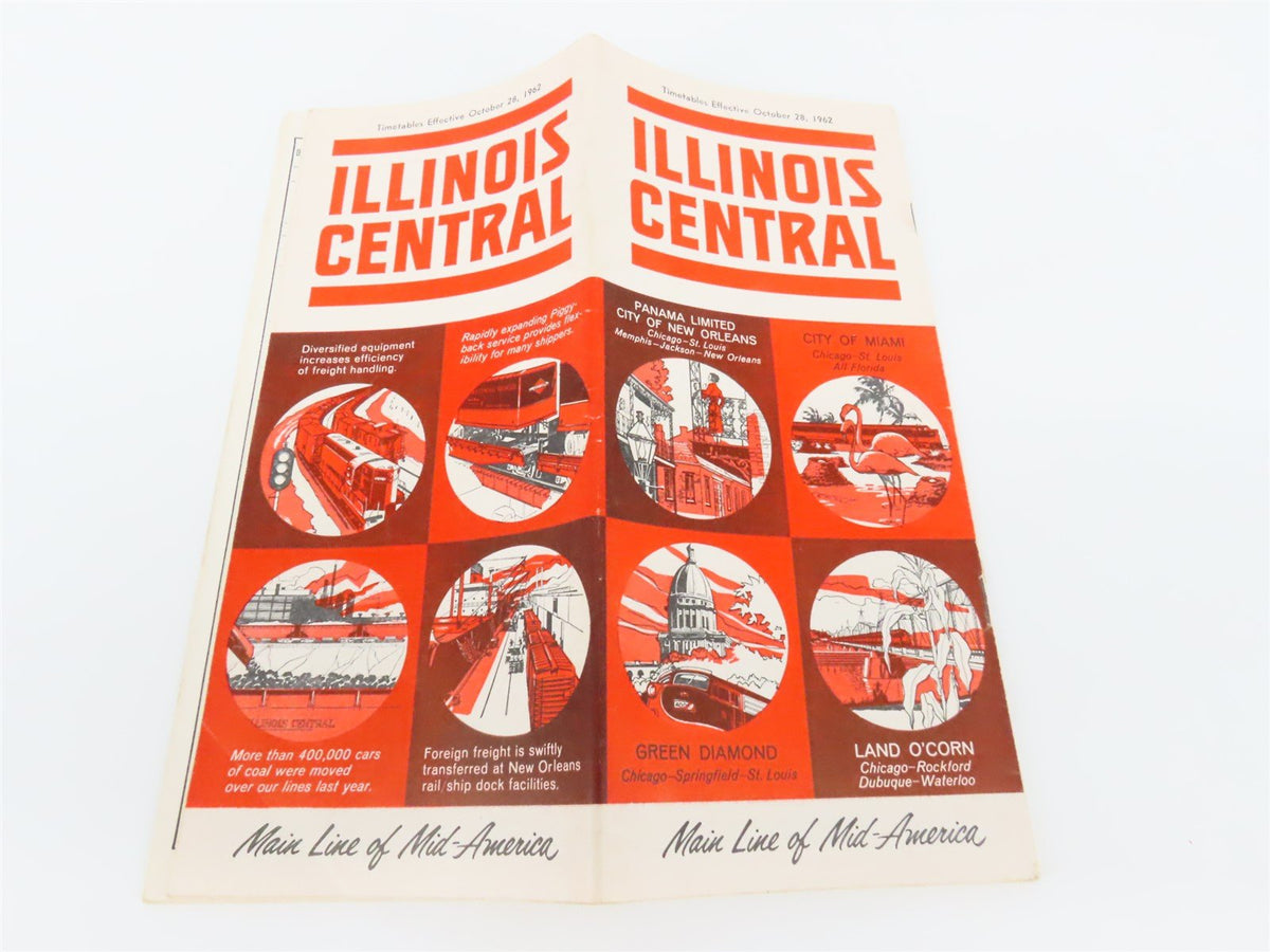 IC Illinois Central &quot;Main Line of Mid-America&quot; Time Tables: October 28, 1962