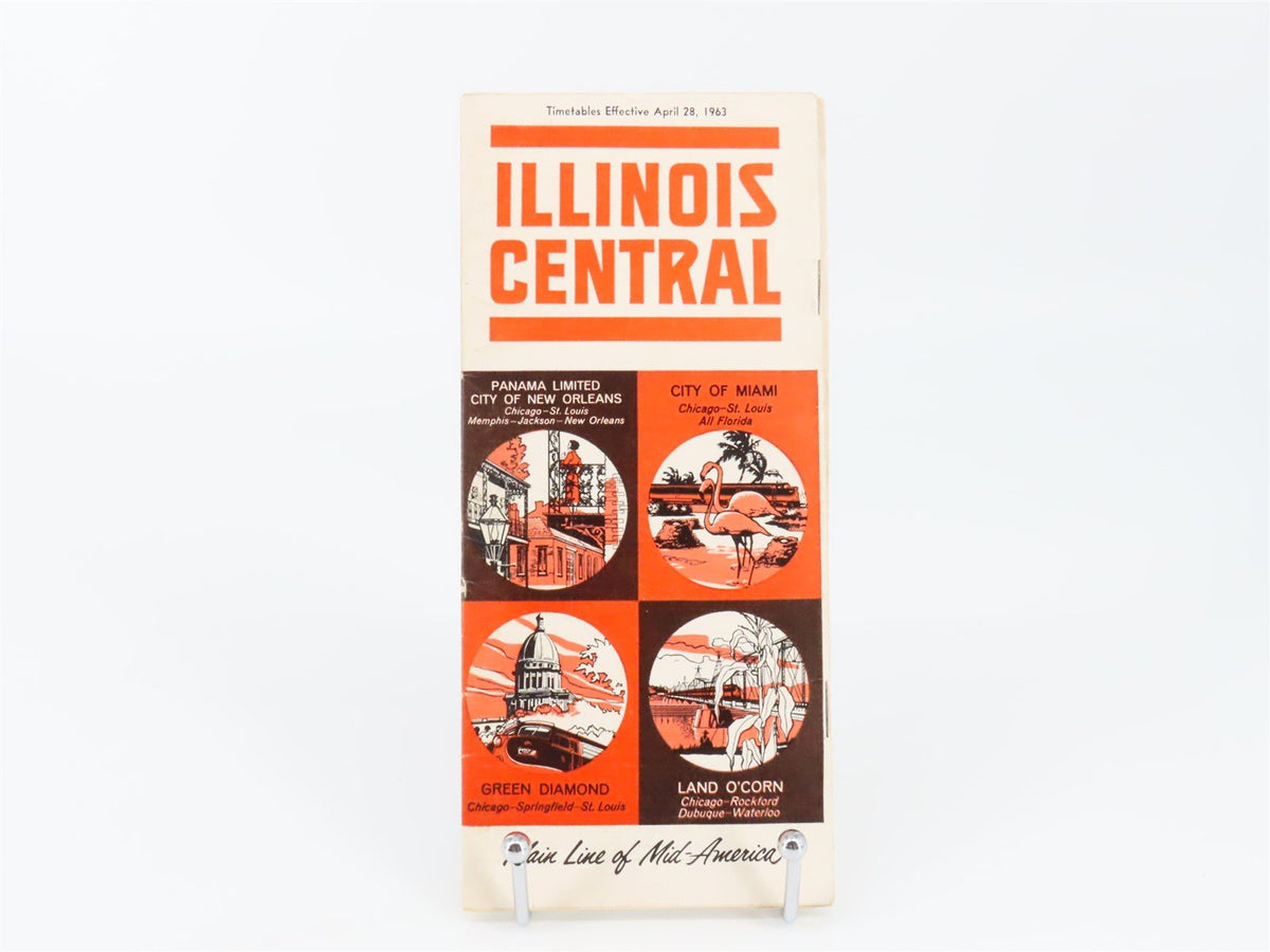 IC Illinois Central &quot;Main Line of Mid-America&quot; Time Tables: April 28, 1963