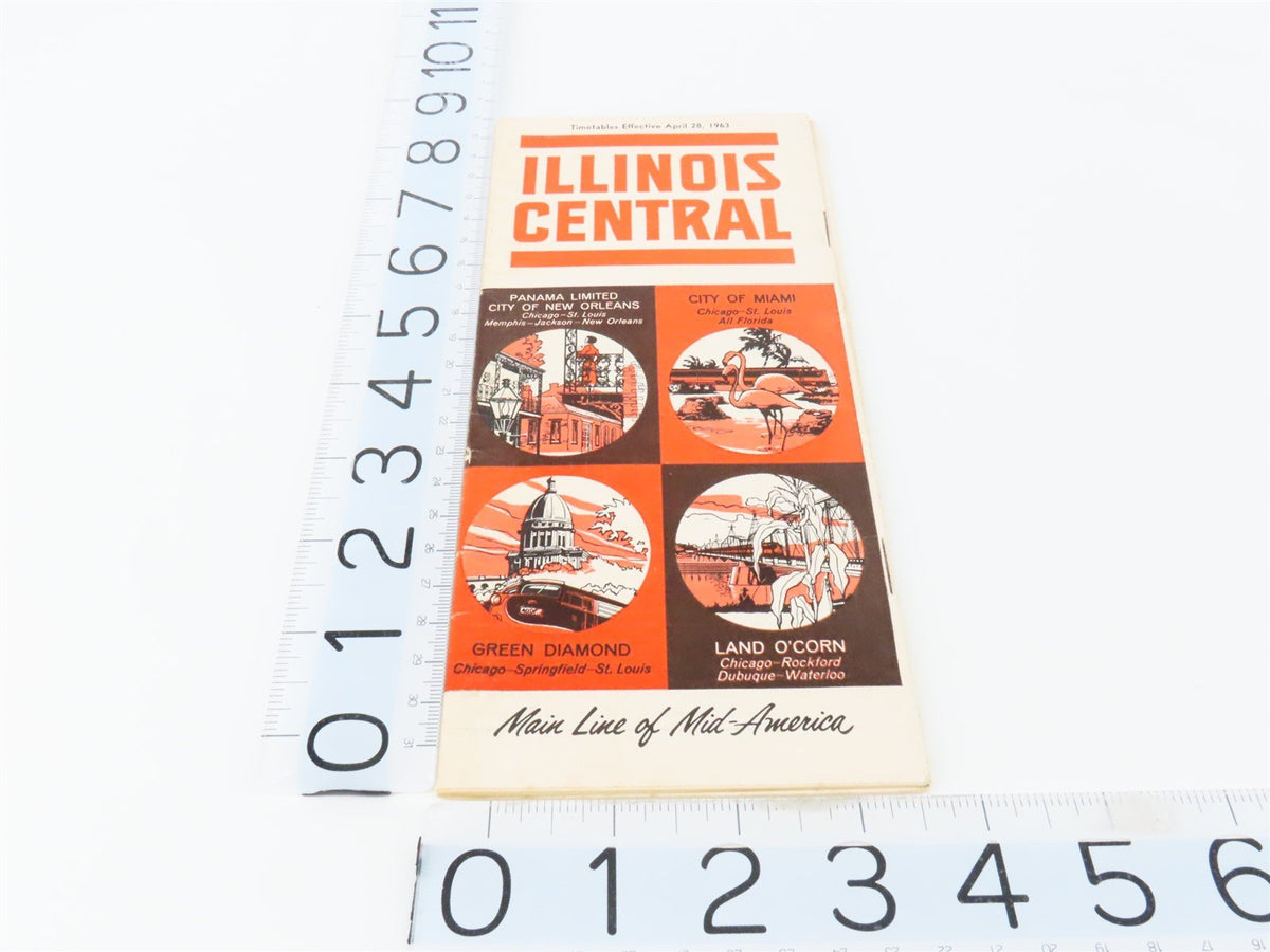 IC Illinois Central &quot;Main Line of Mid-America&quot; Time Tables: April 28, 1963